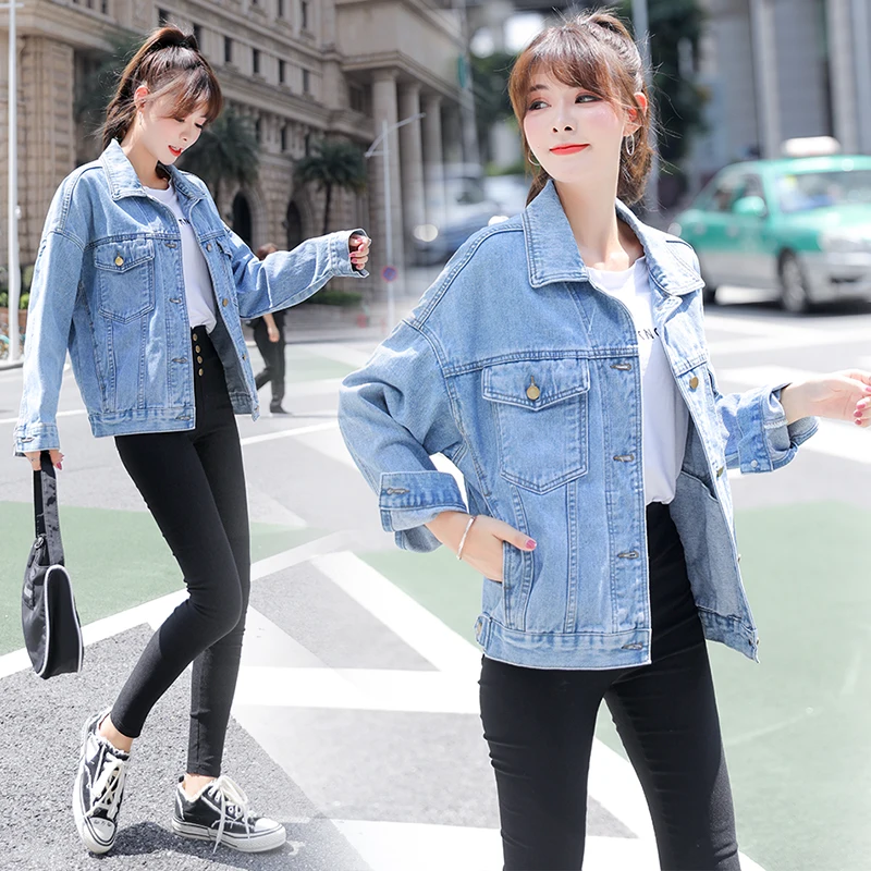 2023 New Spring Korean Pocket  Fashion Simple Sweet  Loose Short Appear Thin Classics Denim Shirt Tops Z173