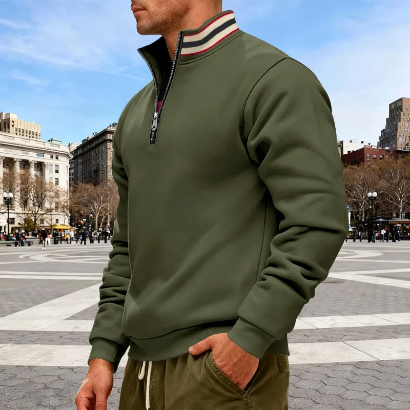 Stand-up Collar Half Zipper Men's Sports & Fitness Sweatshirt - Image 5