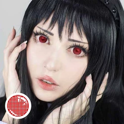 White Blind Block Colored Contact Lenses for Anime Cosplay and Eye Makeup (Mesh Red)