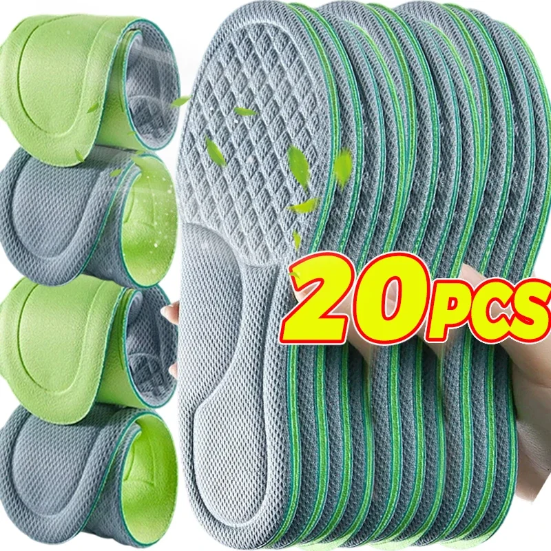 2/20pcs Memory Foam Orthopedic Insoles Unisex Deodorizing Insole Shoes Sports Absorbs Sweat Soft Antibacterial Shoe Accessories
