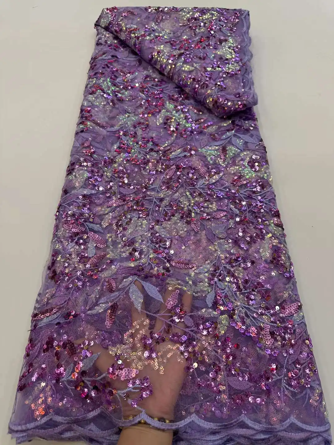 

New Arrivals Sequined African Lace.Colorful Sequins Embroidered French Tulle Net ,For Evening Dresses, Weddings 2023 Party