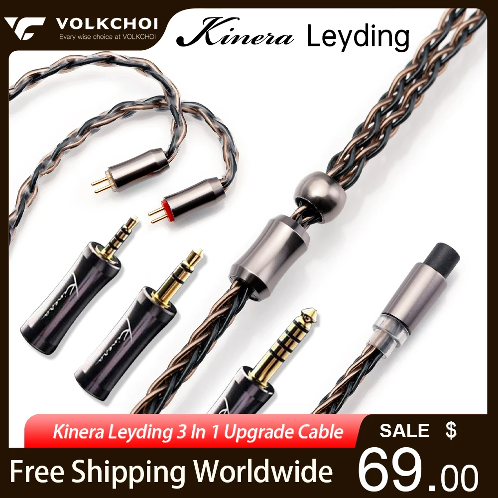 

Kinera Leyding Modular Earphone Upgrade Cable 3in1 HIFI 8Core Silver Plated Copper 0.78 2pin/MMCX Connector 2.5/3.5/4.4mm Plug