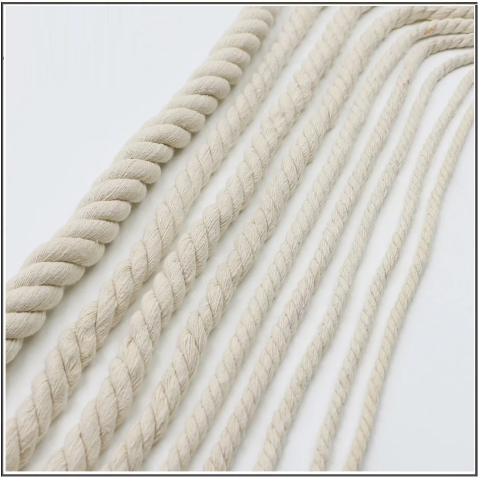Three strand cotton rope DIY handmade cotton thread thick twisted rope with colored cotton hemp rope binding rope woven rope