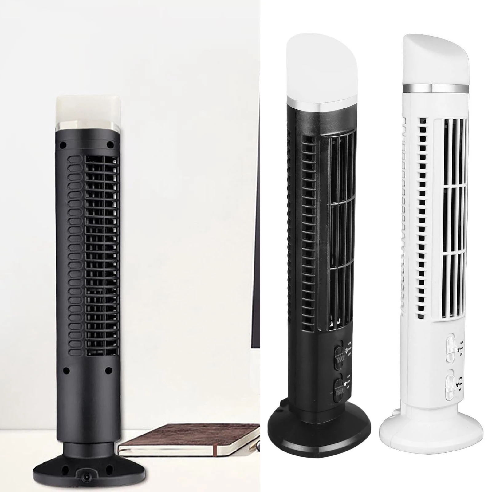 Table Fan Bladeless Fan Bladeless Tower Fan 90 Degree Oscillating Quiet Portable USB Desk Fan with Light for Home Bedroom Office 2