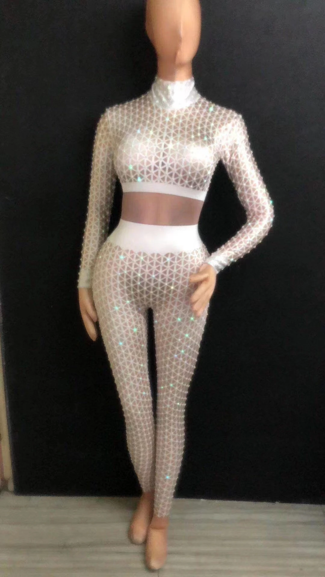 

Женский клетчатый комбинезон на день рождения, сексуальное боди, одежда для ночного клуба, певицы, черная, белая эластичная модная одежда B134