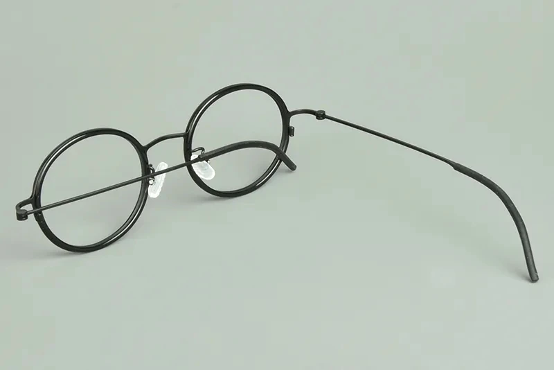 Reines Titan Runde Brille Rahmen Männer Frauen Schraubenlose Ultraleichte Brillen Brillen Brillen Gummi Ring Gafas – Detail 11