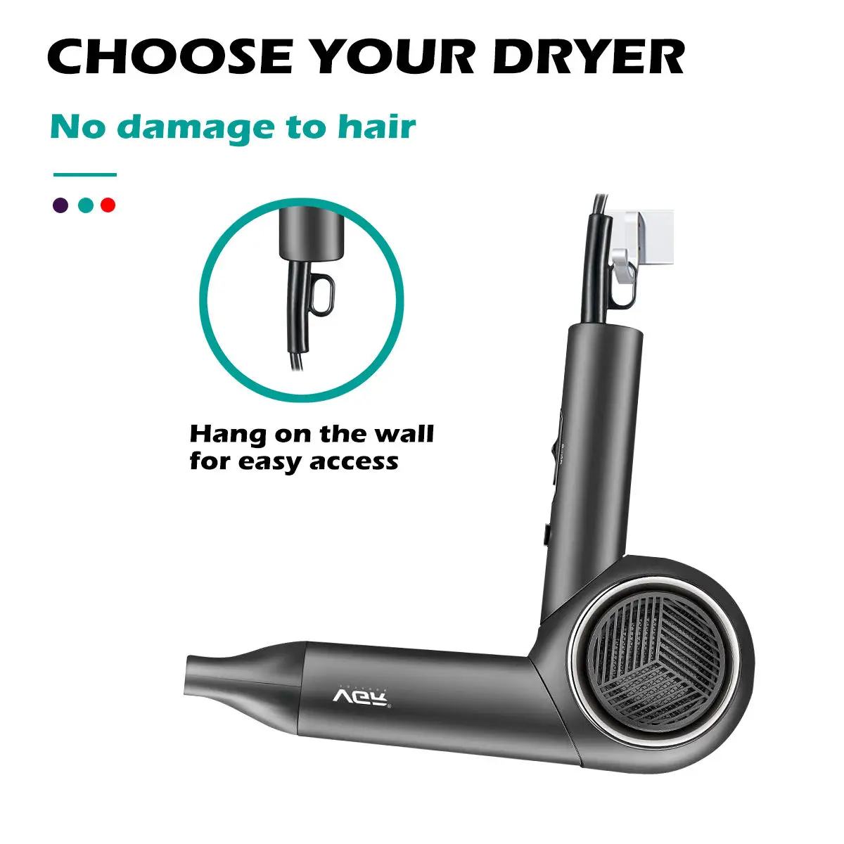 VGR 1600-2000W Powerful Foldable Electric Professional Travel Hair Dryer with Concentrator