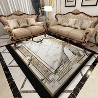 European Light Luxury Marble Carpet Living Room Decor Soft Comfortable Sofa Home Bedroom Rugs Washable Balcony Coffee Table Mat 2
