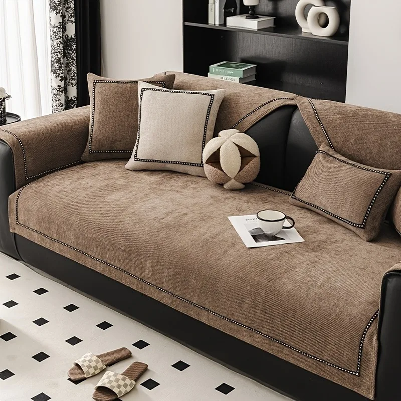 Vintage-Style Chenille Sofa Slipcover Image 8