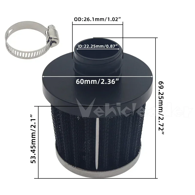 25mm Air Diesel Parking Heater Intake Filter Silencer Intake Pipe+Clamp For Webasto Eberspacher Diesel Parking Heater Accessory