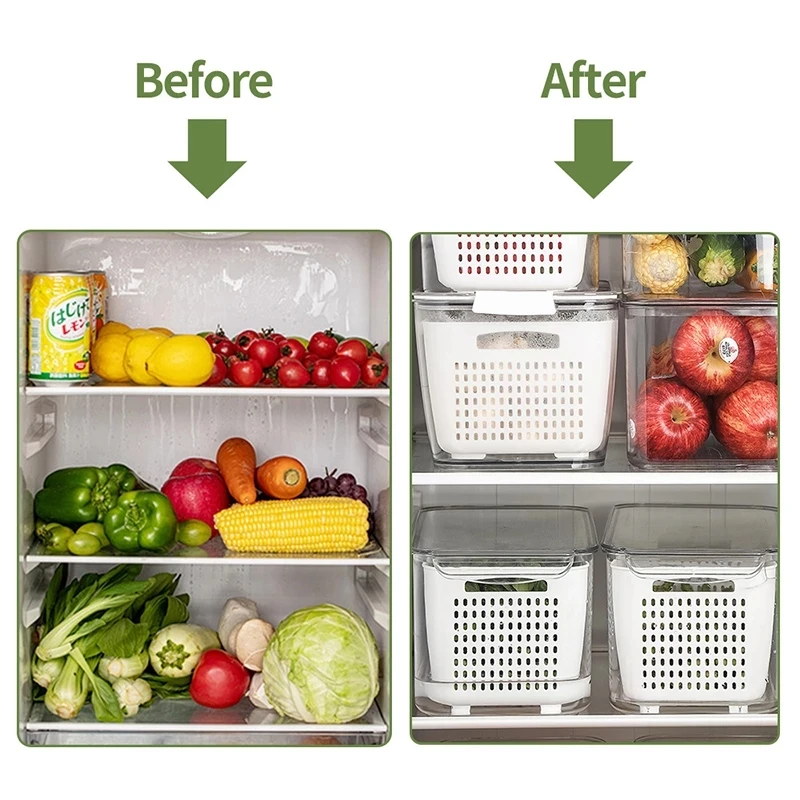 Estante elástico ajustable para refrigerador cesta de almacenamiento de  alimentos organizador Ehuebsd de nevera cesta para frutas y verduras ahorro  de espacio