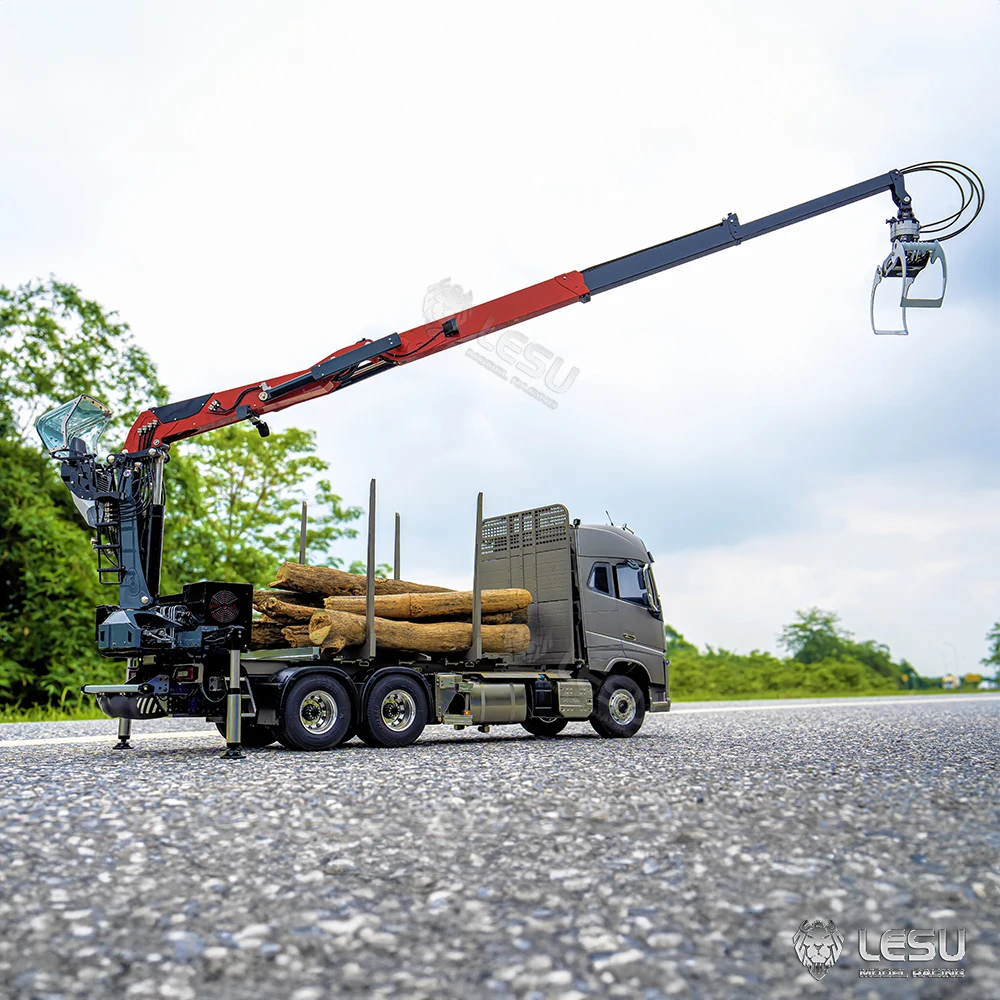 LESU RC Metal Hydraulic Timber Crane for 1/14 Remote Control Wood Tractor Truck Long Trailer DIY Vehicle Car Model Toys TH24051 2