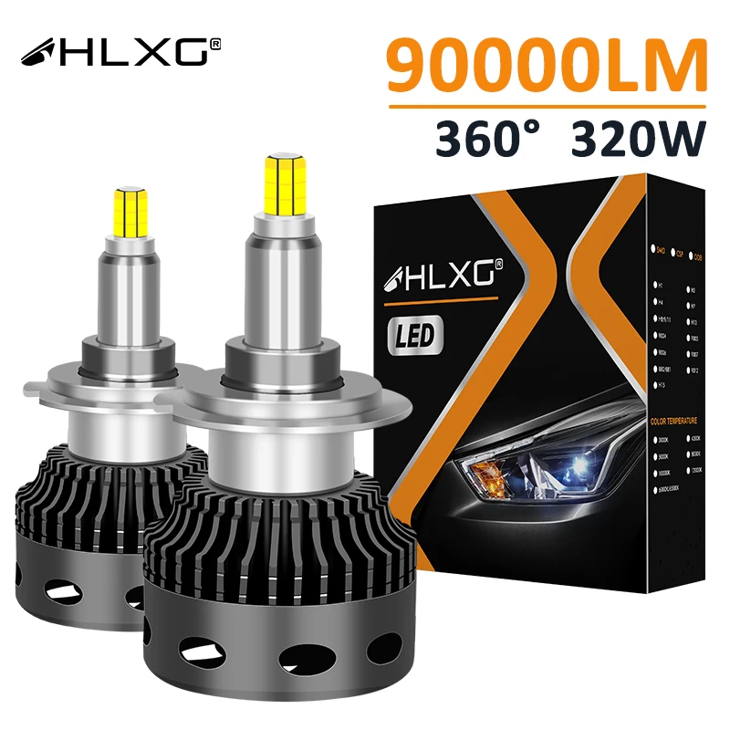 หลอดไฟหน้ารถ H7 LED CANbus 320W 90000LM H11 H4 H1โปรเจคเตอร์ HB3 HB4