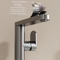 Modern Hot and Cold Water Tap with Rotatable Design, Gray Basin Faucet made of Aluminum Alloy for Bathroom 5
