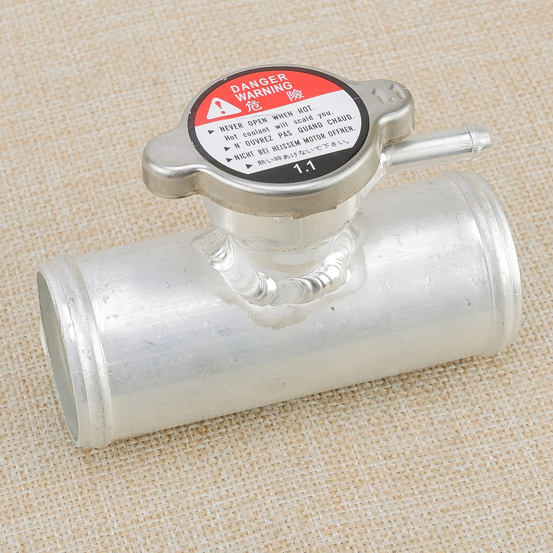 1-3/4" 45mm Universal Car Silver In Line Radiator Hose Filler Neck with Cap Aluminum New High Quality
