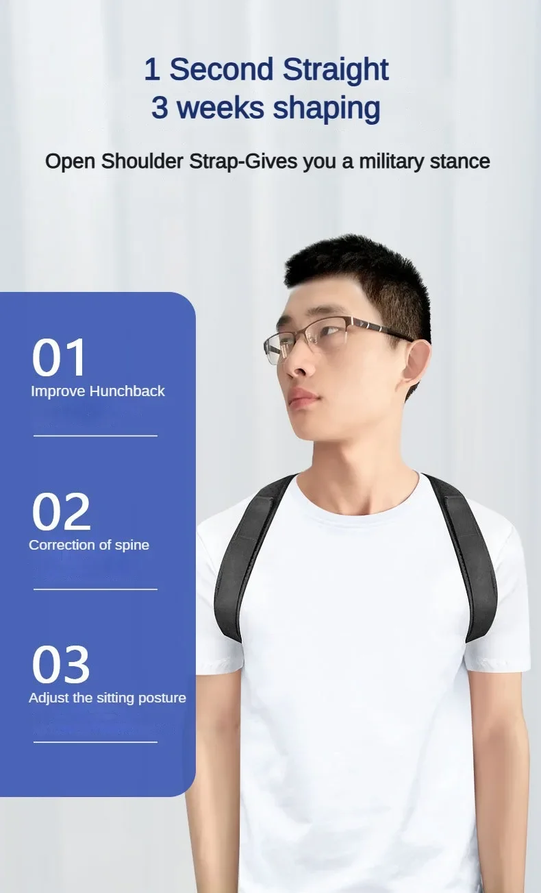 Description Picture 3 of itemBack Posture Correction Belt Hunchback Prevention Correction of Sitting Posture Unisex Breathable Body Shaping Support Braces