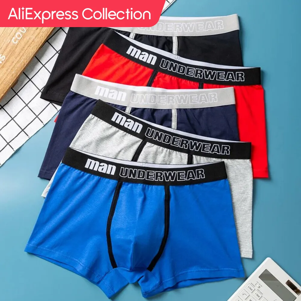 Collezione Aliexpress 5 Pezzi Mutandine Da Uomo Moda Boxer Pantaloncini Comfort Intimo Mutandine Di Colore Solido Lingerie Sexy Biancheria Intima Di C