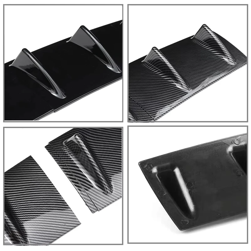 Car Bumper Spoiler Car Side Spoiler Car Rear Bumper Lip Bumper Lip Decoration Bumper Lip Universal Rear Bumper Spoiler Diffuser 7 Wing Shark Fin Style Gloss Black