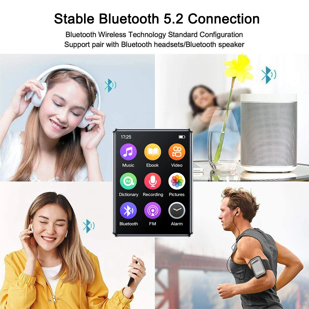 2.4 Inch Full Screen MP3 Player Mini Ultra-Thin Bluetooth Portable HIFI Music Player MP4 Video Playback FM Recorder For Walkman