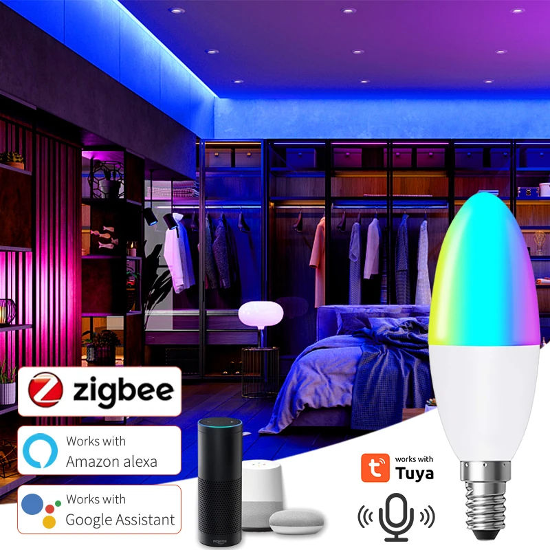 

Светодиодная лампа E12, умная лампа-свеча, цветная неоновая лампа RGB, вывеска с дистанционным управлением, лампа с регулируемой яркостью, 220 В, внутреннее освещение для дома