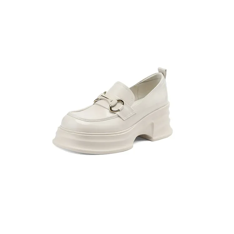

Metal Buckle Genuine leather women shoes Ladies loafers Pumps women shoes flat Light Weight Platform Fashion trend
