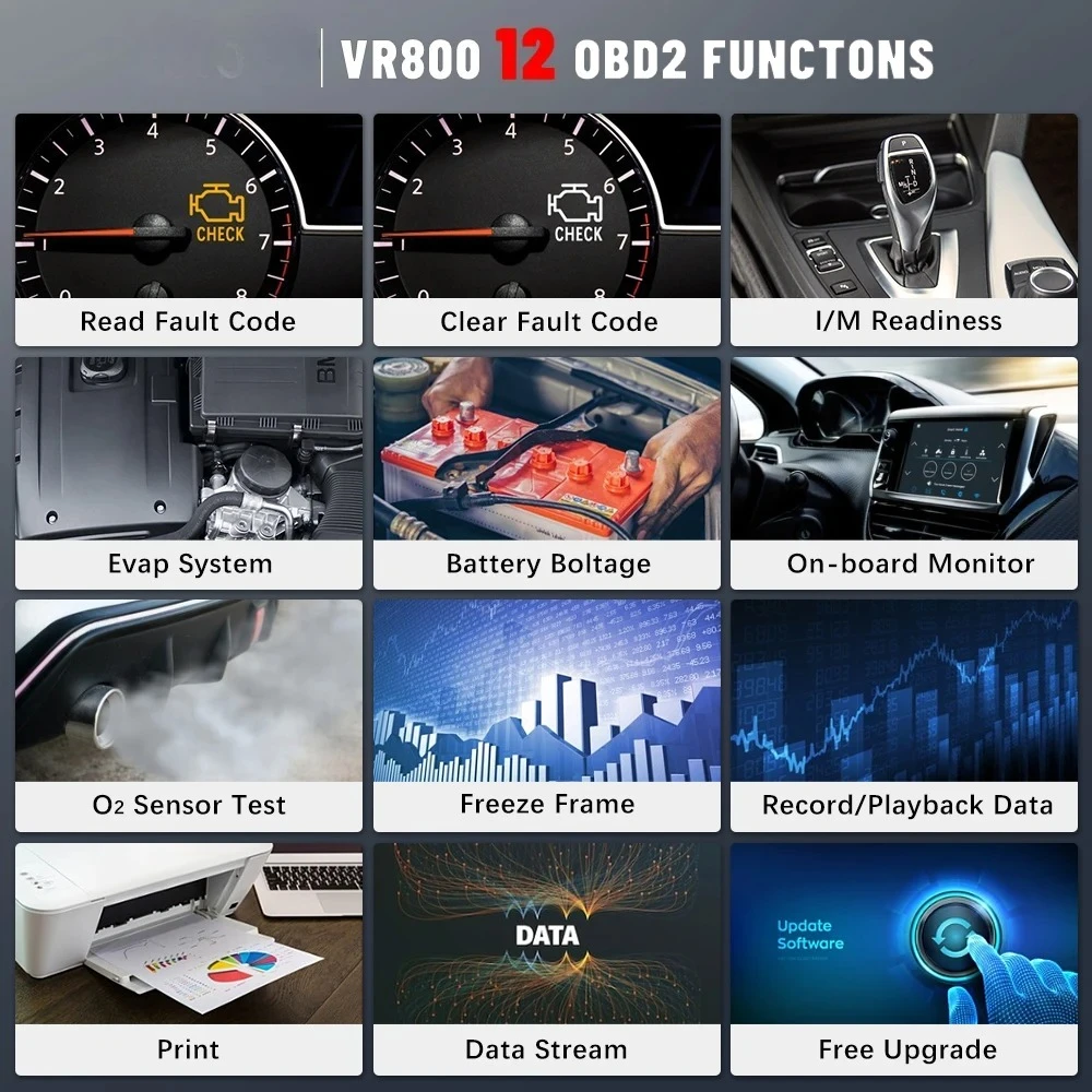 VR800 Vgate OBD2 결함 코드 리더 OBD-II CAN 진단 스캔 도구 검사
