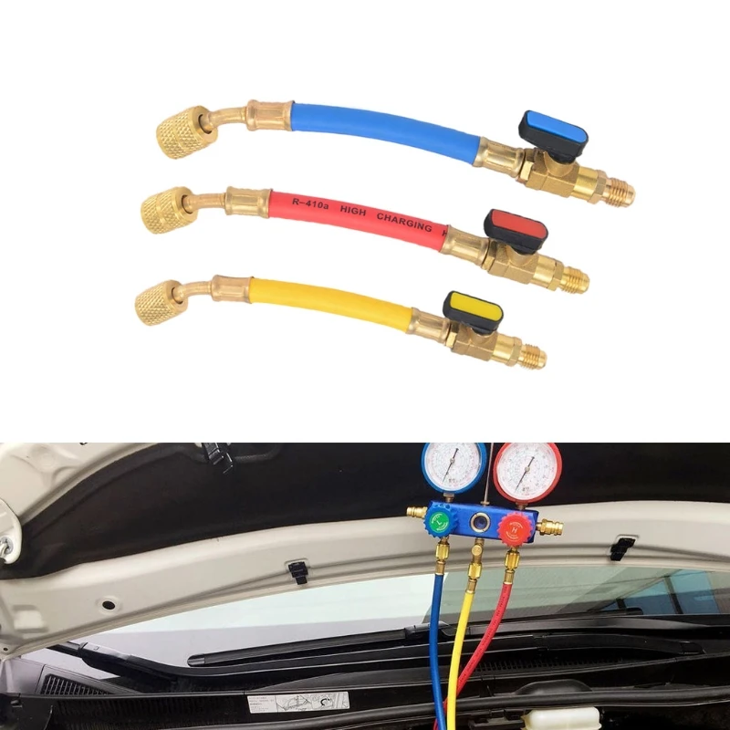 

Practical R134a R410a Manifold Gauge Set Air Condition Charging Hoses