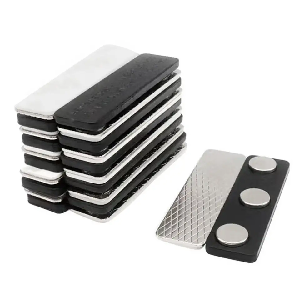 10 Porta Badge Magnetici - Con Magneti Al Neodimio E Nastro Adesivo 3M, Per Tessuti