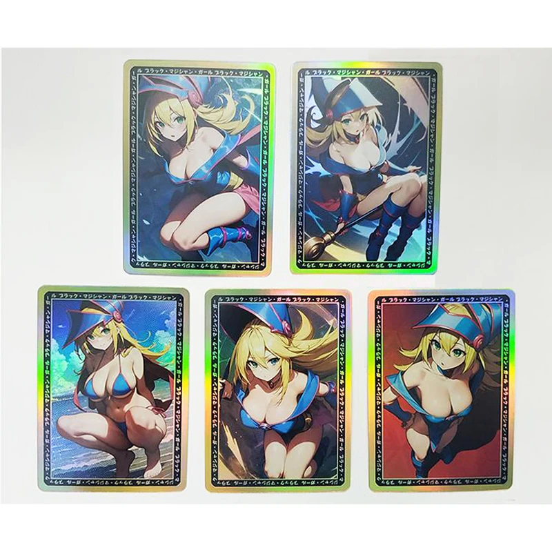 

5 шт./набор, самодельные цветные флэш-карты из серии Dark Magician Girl Yu-Gi-Oh! Kawaii Подарочная игрушка игра Аниме коллекционные карты