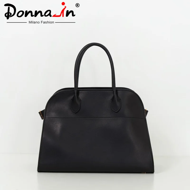 

Donna-in First Layer Cowhide Handbag Genuine Leather Women and Men Commute Bag Large Capacity