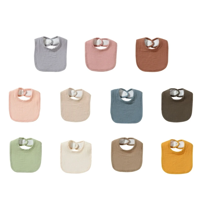 

Baby Bibs Bandana Muslin Drooling Bib for Infant 0-1Year Baby Teething Soothe Towel High Absorbent Solid color Bib thickened