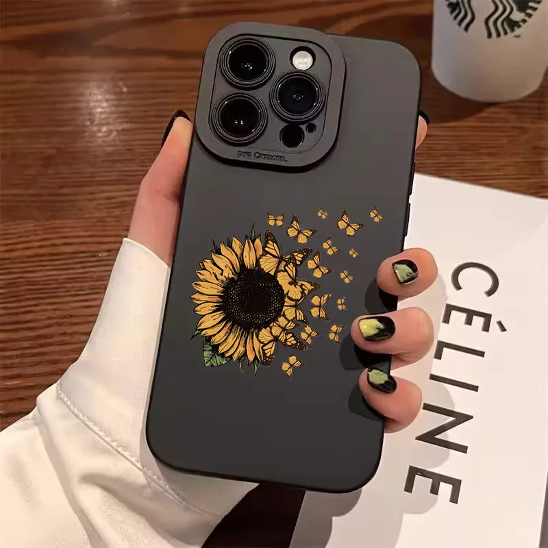Sunflower Pattern Soft Silicone Phone Case Cover