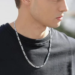 Elegant 18K Gold Filled Figaro Chain Necklace - Stylish Unisex Jewelry, 4mm Thickness, Multiple Length Options Available - 60cm (Silver)