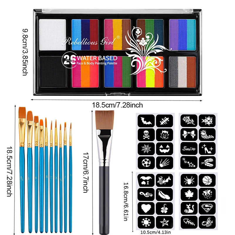 Body Face Painting Kit for Kids Adults,10 Color Face Makeup Palette with Brush,Halloween Carnival Artist Cosplay Art Party 6
