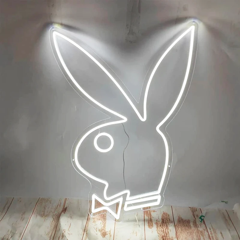 Cute Rabbit Neon Light Sign Wall Bedroom Kid's Room Decor Neon Flamingo Light Birthday Wedding Party Bar Decorative Night Light star night light