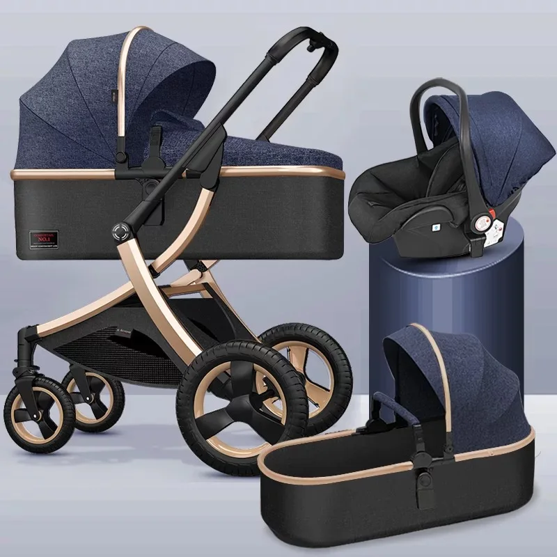 Stroller High Landscape Baby Stroller 3 in 1 or 2 in 1 Folding Baby Carriage for 0-3 Years Two Way Newborn Pram baby car baby stroller