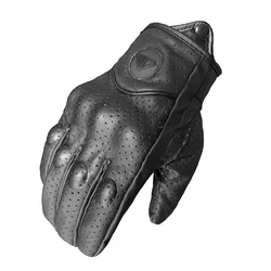 Vintage Leather Motorcycle Gloves - All - Season Breathable and Windproof - XXL (Perforated)