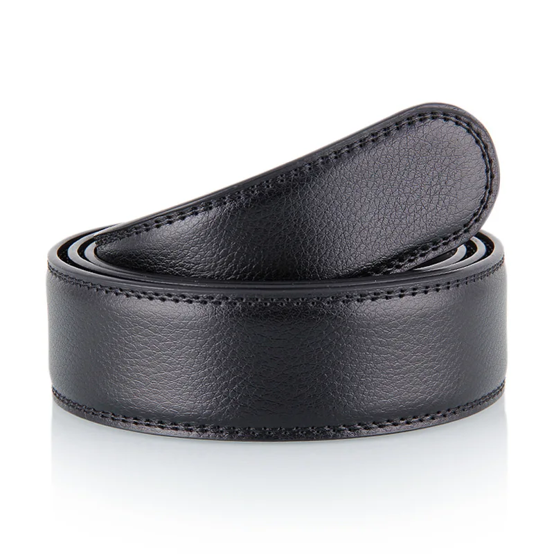 Luxury Men No Buckle Belt PU Leather for Automatic Buckle Waist Strap Long Black Brown Male High Quality Jeans Waistband 3.5CM 