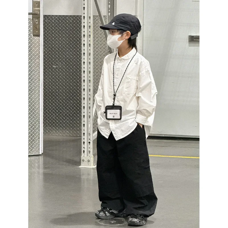 Boys Long Sleeve Shirt Baby Spring Autumn White Korean Style Children's Clothing Male Toddler Spring Summer Autumn Winter