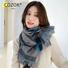 

New Luxury Ladies Striped Imitation Cashmere Scarf Elegant Medium-Length Scarf Female Autumn and Winter Tassel Scarf Shawl Femal