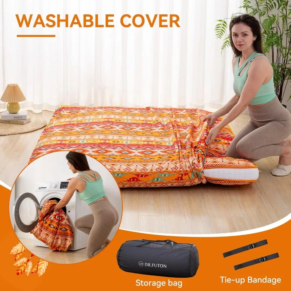 Japanese Floor Futon Mattress Extra Thick Folding Roll Up Bed Topper Mat for Guest Double Mattresses Lounger and Tavel Matress 5