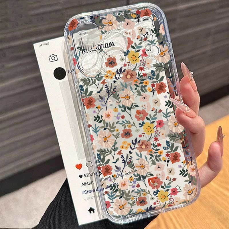 Chic Daisy Blue Flower Clear Phone Case