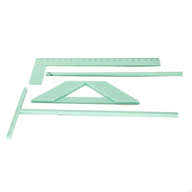 Bookbinding Ruler Scrapbooking Tool Set Incldues L-shaped Ruler, T-shaped Ruler, Spacing Guide, Corner Cutting Square