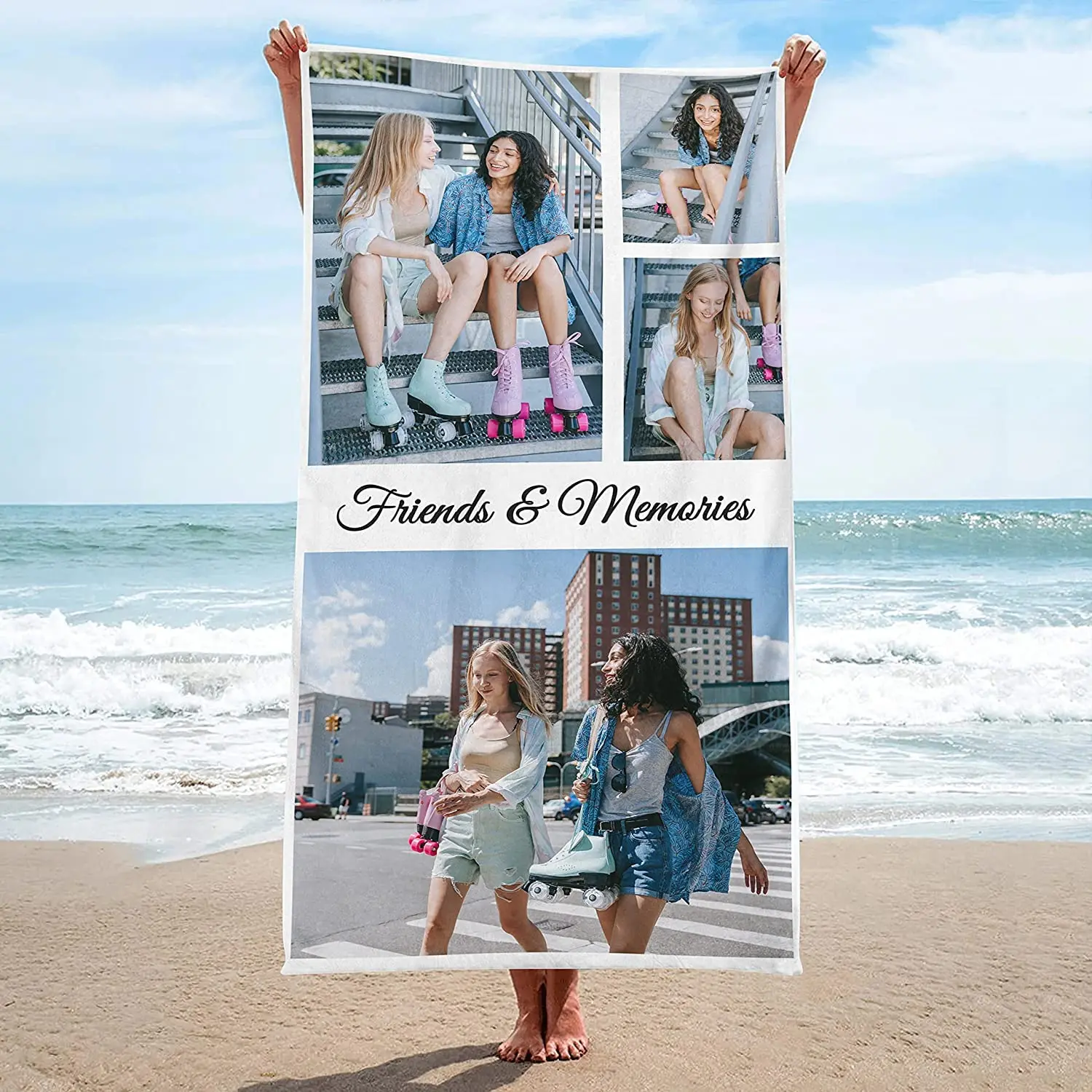 Personalised Beach Towel With Photo Collage Custom Bath Towel_voghion.com
