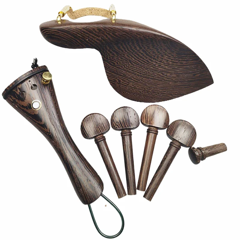 Wenge Wood 바이올린 액세서리 부품 세트 키트 아름다운 바이올린 페그 Chinrest Tailpiece 4/4 Full Size