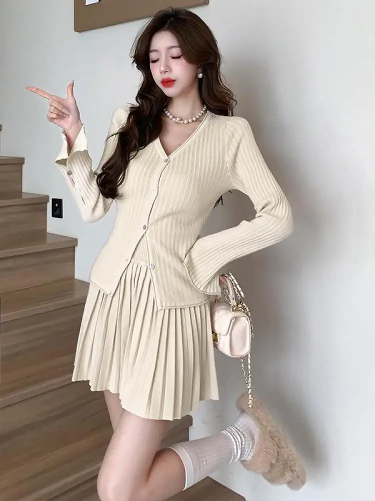 2023-Korean-Chic-Autumn-Women-Fashion-V-neck-Knitted-Long-Sleeve-Top ...