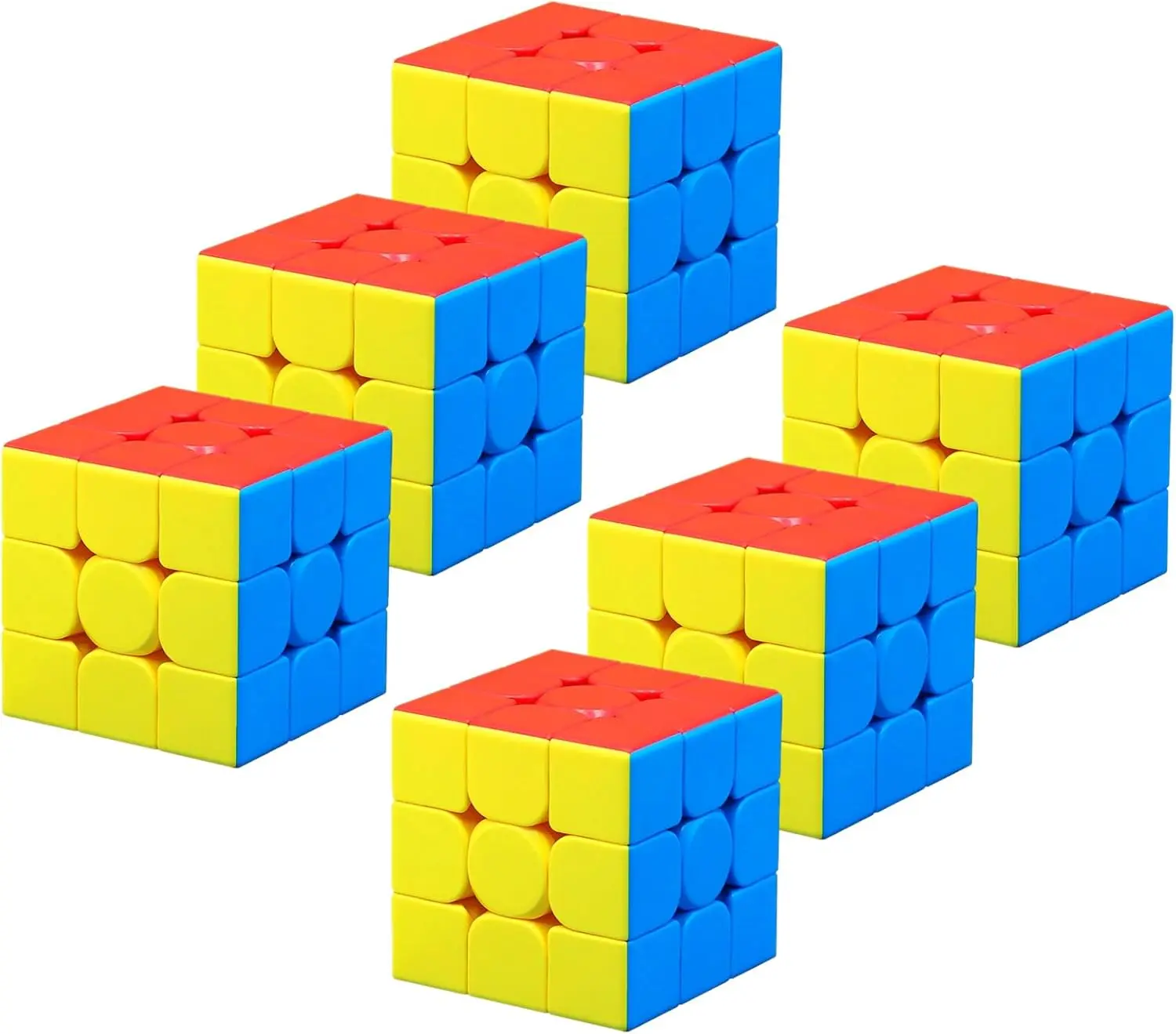 6-Pack 3x3 Speed Cube Set - Stickerless Magic Cubes Bundle, Fast Turning Puzzle Game Toy for Kids and Adults