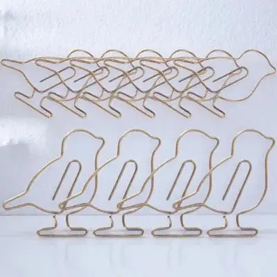 20Pcs 금속 종이 클립 사무실 문서 메모를위한 창조적 인 새 모양 클립 작은 귀여운 종이 클립 금속 종이 클립