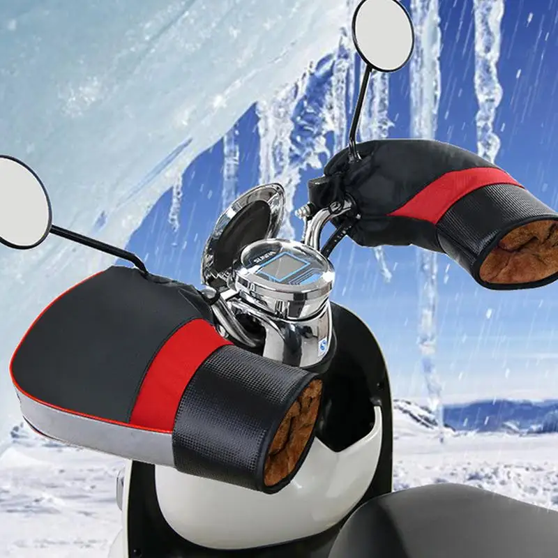 

Motorcycle Handlebar Muffs Gloves Wind & Waterproof Winter Handle Protection Cover Rainproof Warmer Gloves With Reflective Strip