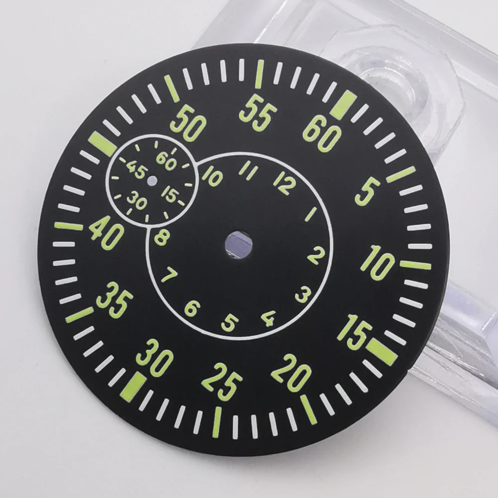 38.9mm sterile black green watch dial luminous fit ETA 6497 st3600 hand winding movement